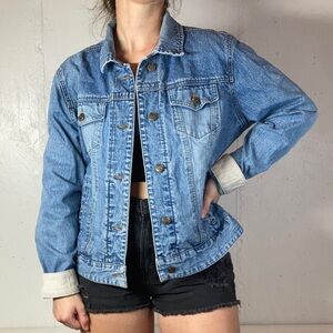 Bass & Co Corduroy Cuff Blue Jean Denim Jacket